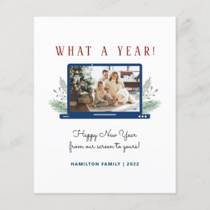 Tarjeta fotográfica de año nuevo simple con presup