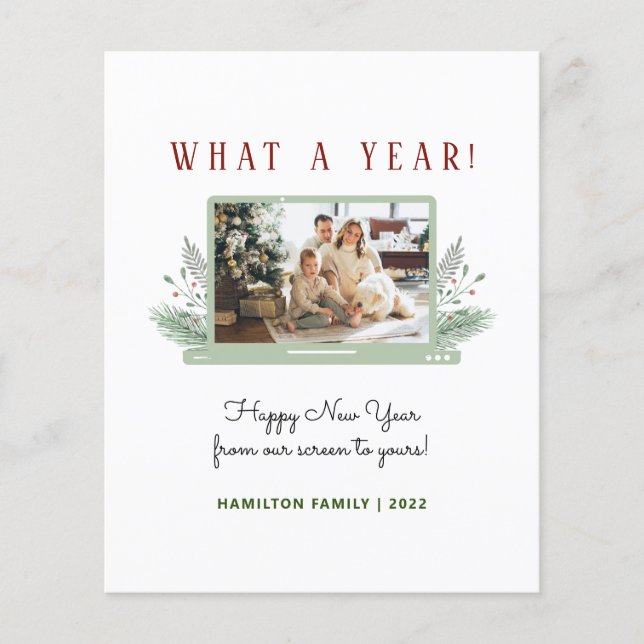 Tarjeta fotográfica de año nuevo simple con presup (Anverso)
