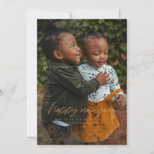 Tarjeta fotográfica de Año Nuevo Starburst