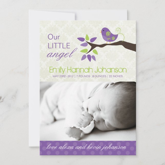 Tarjeta fotográfica de anuncio de nacimiento (Anverso)