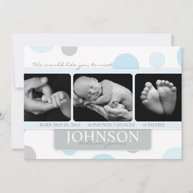 Tarjeta fotográfica de anuncio de nacimiento con p (Anverso)