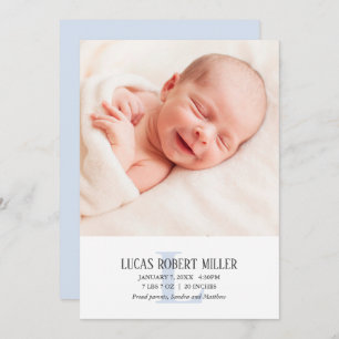 Tarjeta fotográfica de anuncio de nacimiento de be