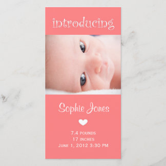 Tarjeta fotográfica de anuncio de nacimiento de be