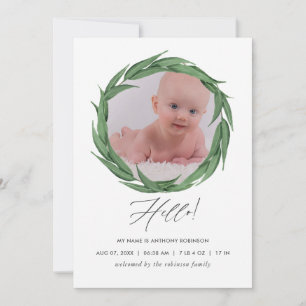 Tarjeta fotográfica de anuncio de nacimiento de co