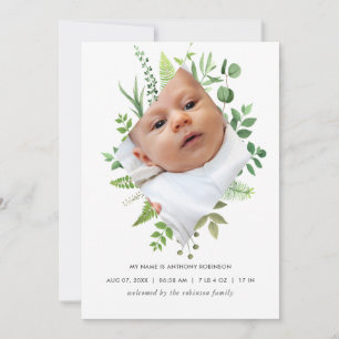 Tarjeta fotográfica de anuncio de nacimiento de co