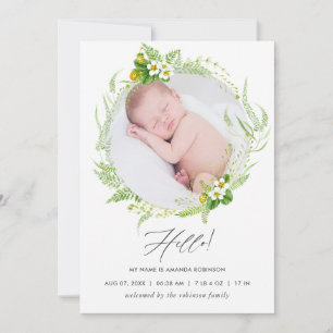Tarjeta fotográfica de anuncio de nacimiento de la