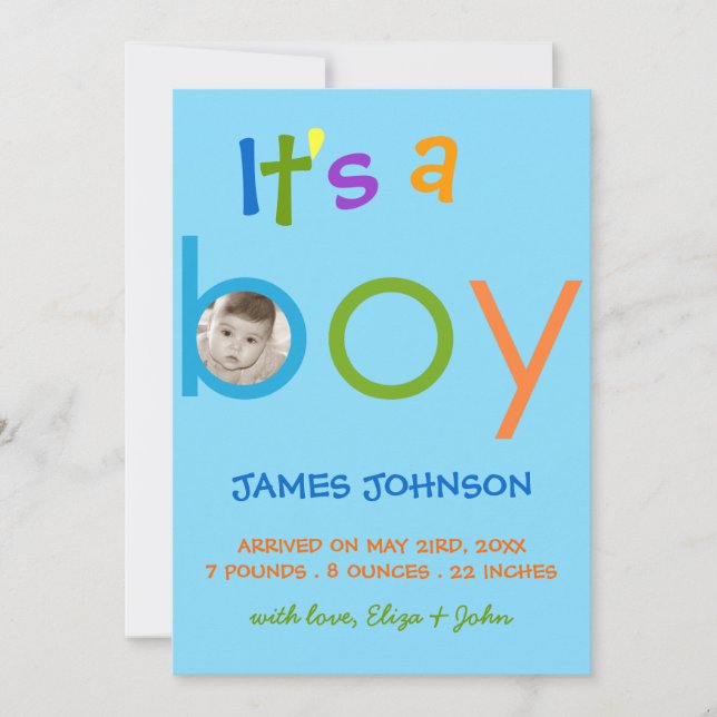 Tarjeta fotográfica de anuncio de nacimiento de ni (Anverso)