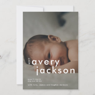 Tarjeta fotográfica de anuncio de nacimiento moder