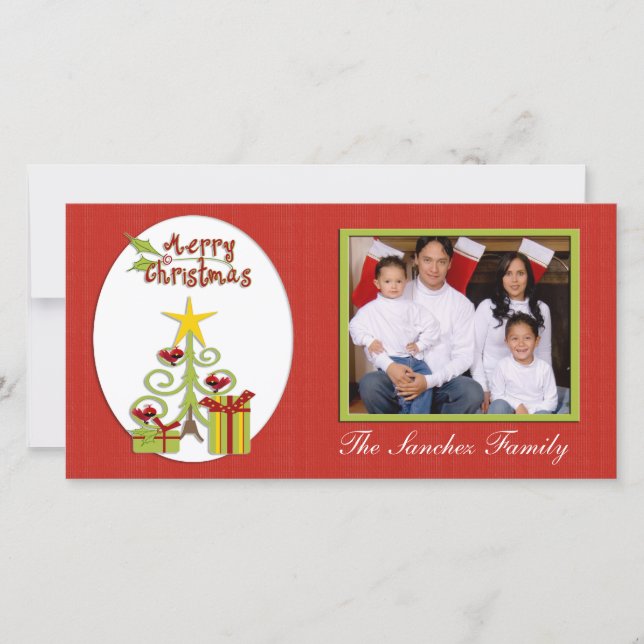 Tarjeta fotográfica de árbol de Navidad (Anverso)