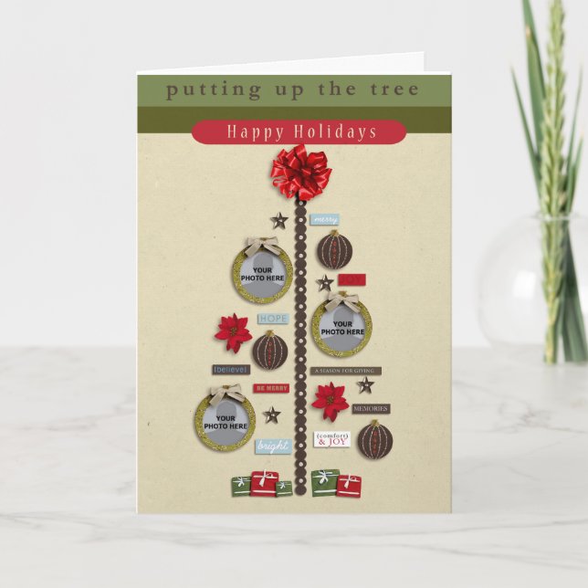 Tarjeta fotográfica de árbol de Navidad (Anverso)