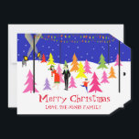 Tarjeta fotográfica de árbol de Navidad retro<br><div class="desc">Estas tarjetas de fotos de la granja de árboles de Navidad retro personalizable presentan una familia moderna, minimalista y personalizado de mediados de siglo en busca del árbol perfecto para el recorte. El diseño muestra a mamá, papá y Junior en un colorido estilo de los años 60, un árbol de...</div>