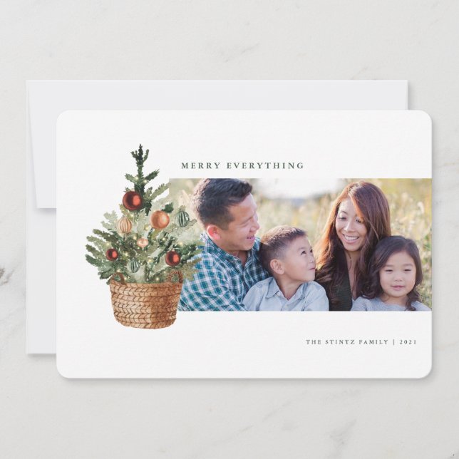 Tarjeta fotográfica de árbol de Navidad vintage (Anverso)