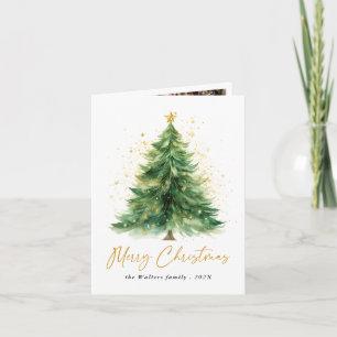 Tarjeta fotográfica de árbol navideño acuarela mod