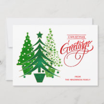 Tarjeta fotográfica de árboles de navidad rojos, v