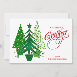 Tarjeta fotográfica de árboles de navidad rojos, v