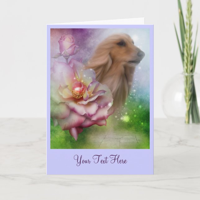 Tarjeta fotográfica de arte de perro Fantasy Rosas (Anverso)
