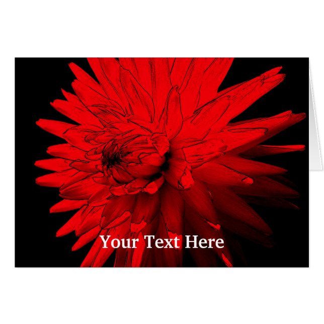 Tarjeta fotográfica de arte floral Red Hot Dahlia (Anverso (Horizontal))