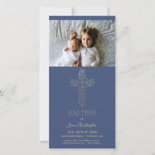 Tarjeta fotográfica de bautismo - Invitación con c