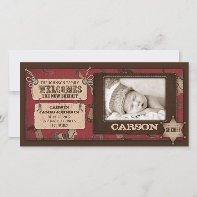 Tarjeta fotográfica de bebé Cowboy 2 (Anverso)