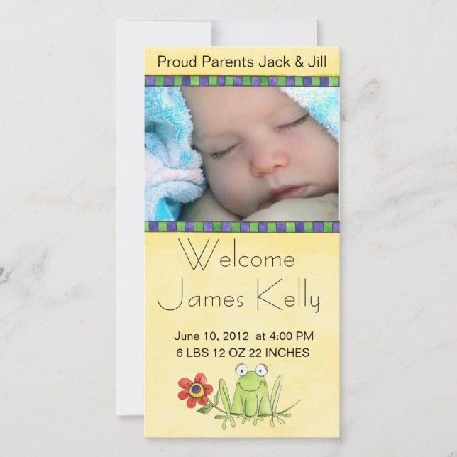 tarjeta fotográfica de bebé de bienvenida (Anverso)