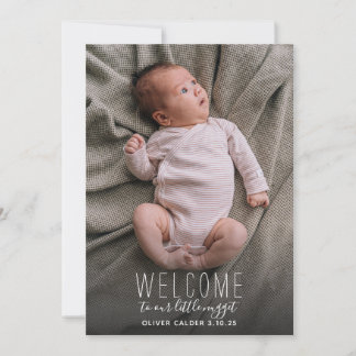Tarjeta fotográfica de bienvenida moderna para beb