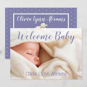 Tarjeta fotográfica de bienvenida Purple