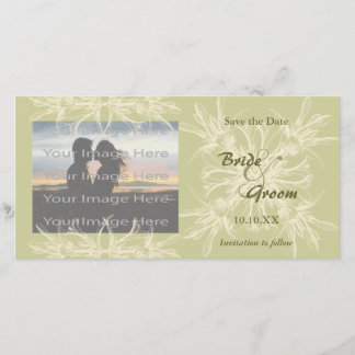 Tarjeta fotográfica de Boda floral de oliva antigu