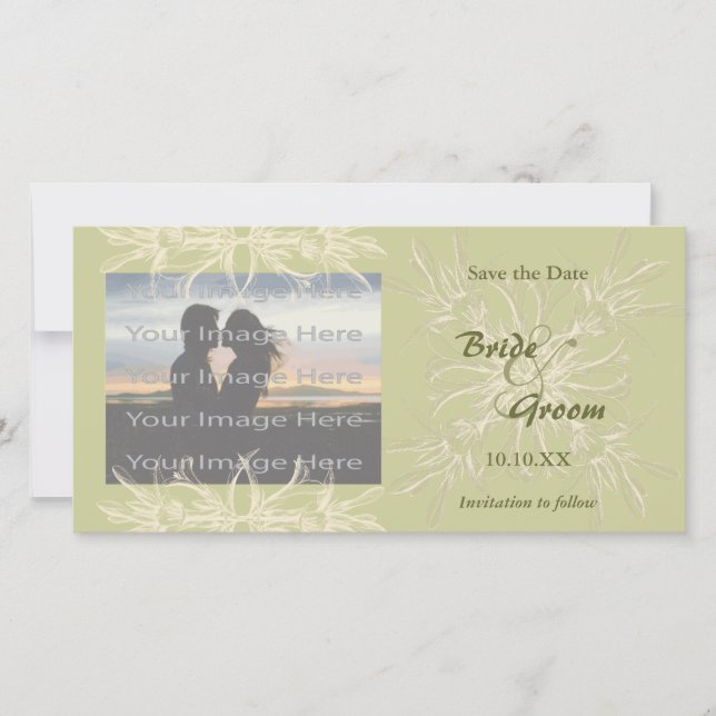 Tarjeta fotográfica de Boda floral de oliva antigu (Anverso)