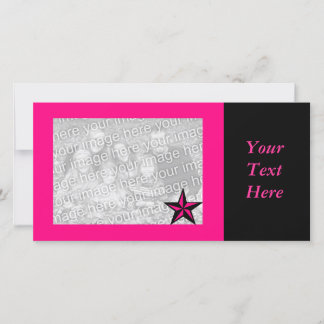 Tarjeta fotográfica de borde de estrella rosa cali