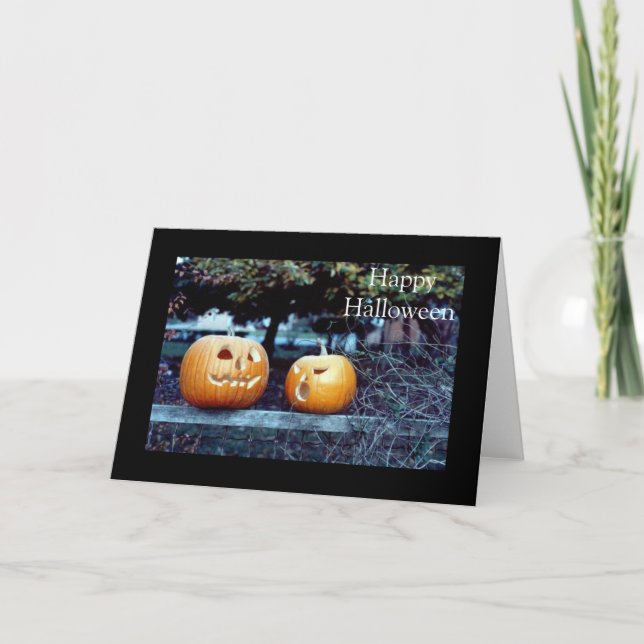 Tarjeta fotográfica de calabazas de Halloween (Anverso)