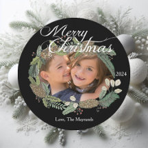 Tarjeta fotográfica de cerezo de pino de navidad y