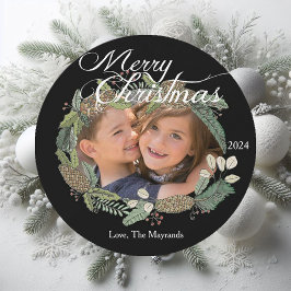 Tarjeta fotográfica de cerezo de pino de navidad y