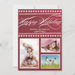 Tarjeta fotográfica de Chalkboard navideña moderna<br><div class="desc">Vintage Moderno Typography Red Chalkboard Happy Holiday Card</div>