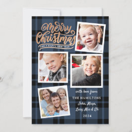 Tarjeta fotográfica de color azul para navidad