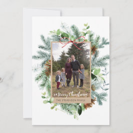 Tarjeta fotográfica de color de agua navideña de M