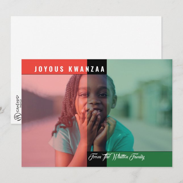 Tarjeta fotográfica de colores de Kwanzaa (Anverso / Reverso)