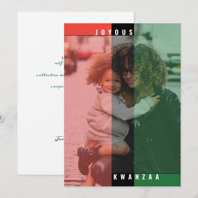 Tarjeta fotográfica de colores de Kwanzaa (Anverso / Reverso)