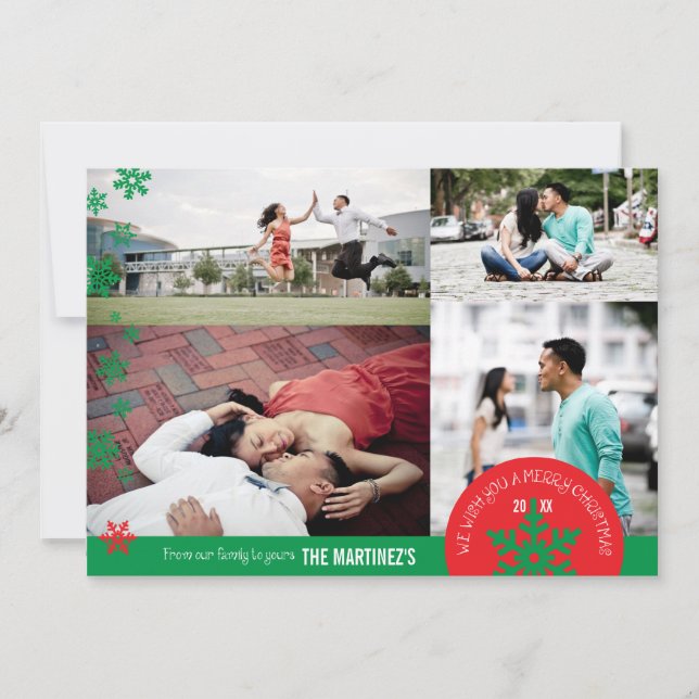 Tarjeta fotográfica de copo de nieve 5x7 (Anverso)