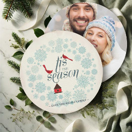 Tarjeta fotográfica de copo de nieve vintage