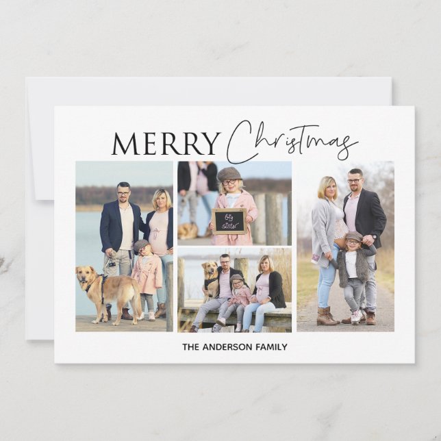 Tarjeta fotográfica de cuatro fotos para navidad (Anverso)