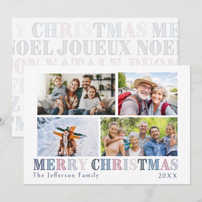 Tarjeta fotográfica de cuatro navidades (Anverso / Reverso)