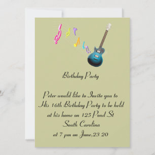 Tarjeta fotográfica de cumpleaños 16 Music Rock