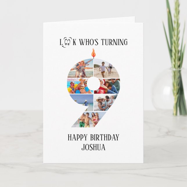 Tarjeta fotográfica de cumpleaños 9 (Anverso)