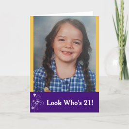 Tarjeta fotográfica de cumpleaños de 21 Personaliz