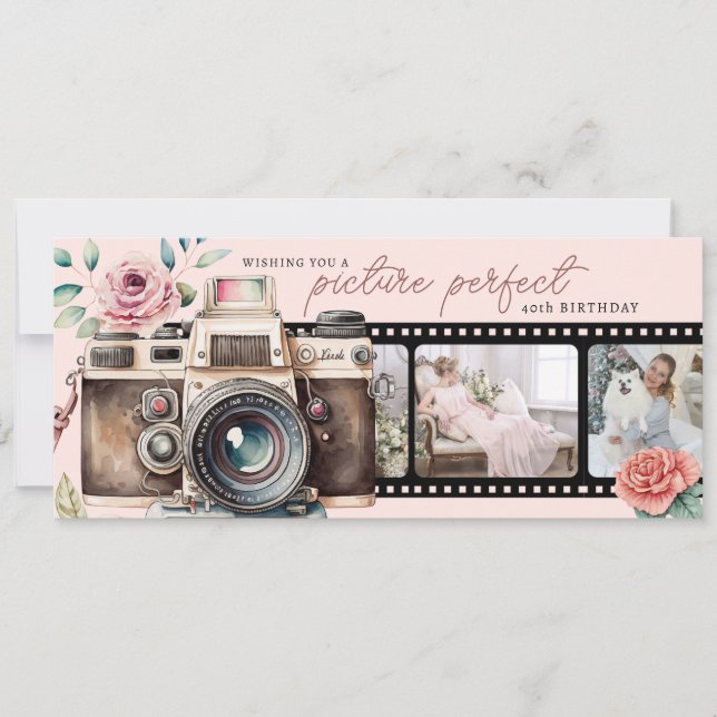 Tarjeta fotográfica de cumpleaños negativa para pe (Anverso)