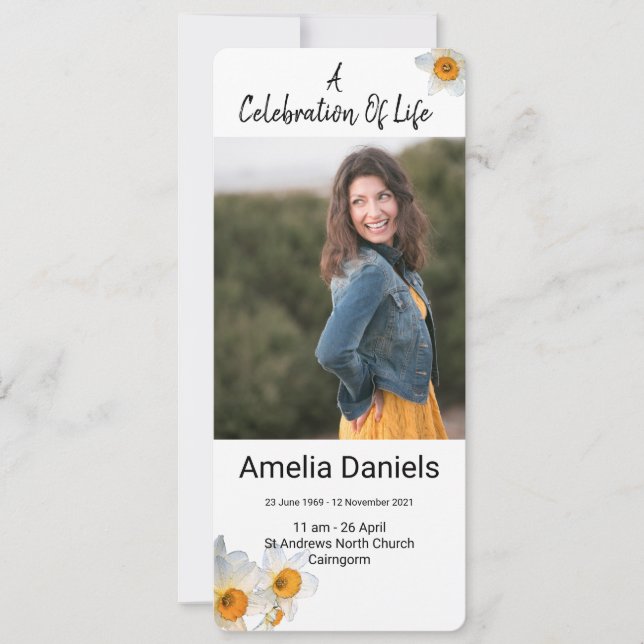 Tarjeta Fotográfica De Daffodil Blanco (Anverso)