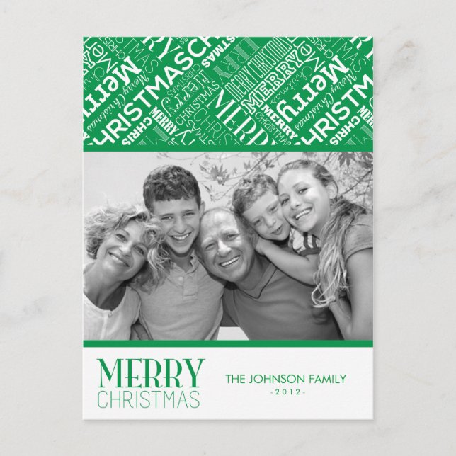 Tarjeta fotográfica de diseño de texto navideño (Anverso)