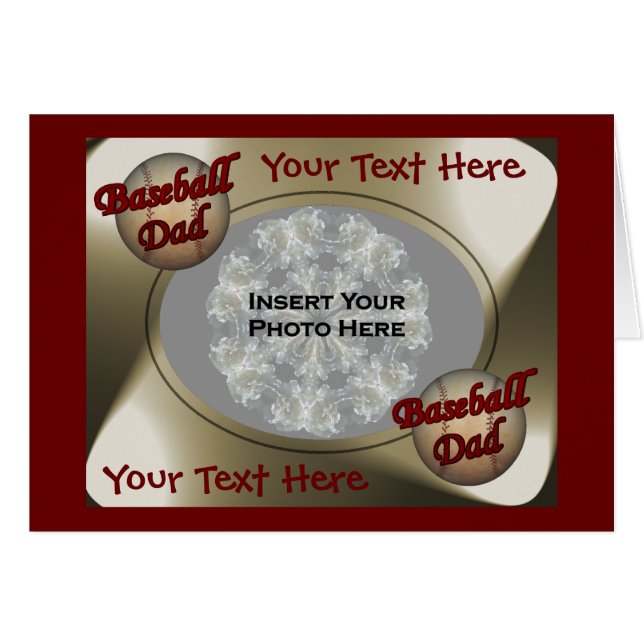 Tarjeta fotográfica de diseño para papá de béisbol (Anverso (Horizontal))