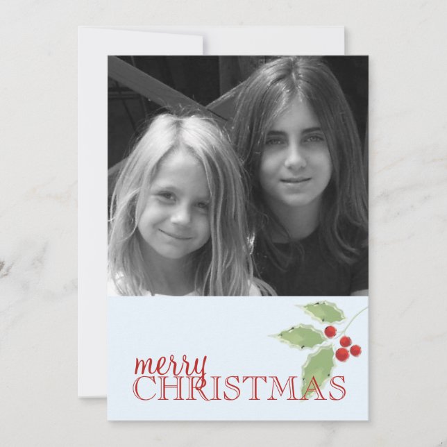 Tarjeta fotográfica de doble cara Holly Sprig