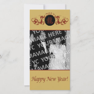 Tarjeta fotográfica de Dragones Rojos para Año Nue